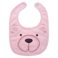 Promotional Customized Pink Cartoon Bear Cotton Towel Baby Bib